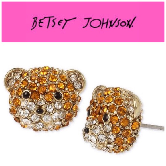 Betsey Johnson Jewelry - Betsey Johnson GT Pave Teddy Bear Stud Earrings